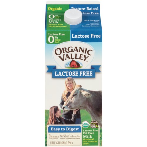 Organic Valley Lactose Free Fat Free Milk, 0.5 gallonUS