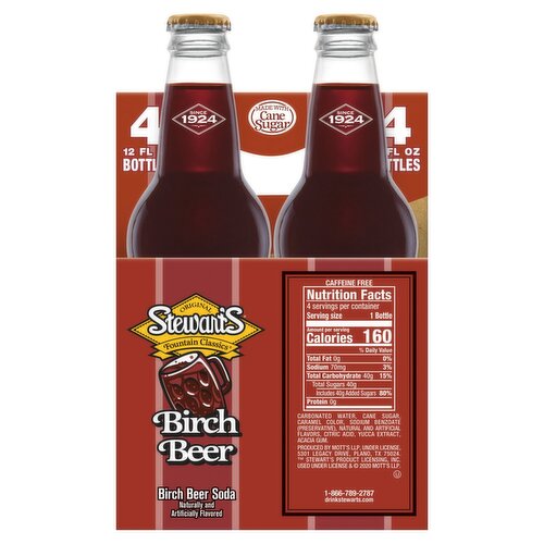 Stewart's Fountain Classics Original Birch Beer Soda, 12 fl oz, 4