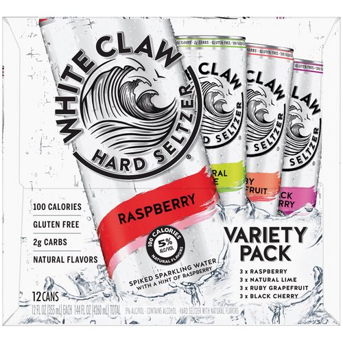 White Claw Hard Seltzer, Variety Pack No. 1, 12 Pack, 12 fl oz Cans