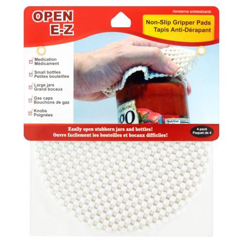 Open E-Z Non-Slip Gripper Pads, 4 count
1. Non-slip cushioned material improve grip.
2. Helps to open lids easily.
3. Great for use with hammers, screwdrivers and other tools and household items.