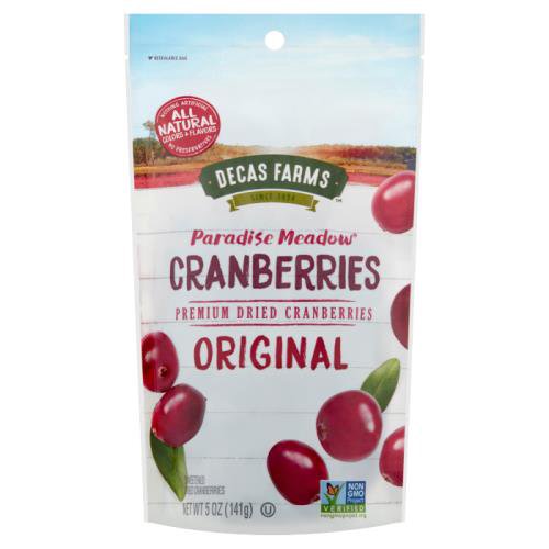 Decas Farms Original Premium Dried Cranberries, 5 oz
Sweetened Dried Cranberries
America's Original Superfruit®