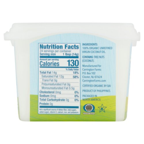 Carrington Farms Virgin Unrefined Organic Coconut Oil, 12 fl oz