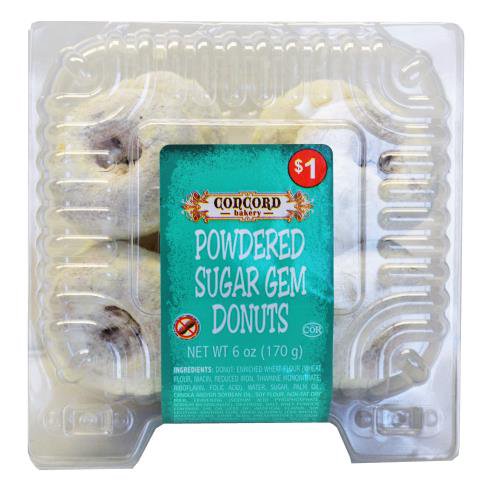 Concord Bakery Powdered Sugar Gem Donuts, 6 oz