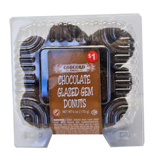 Concord Bakery Chocolate Glazed Gem Donuts, 6 oz