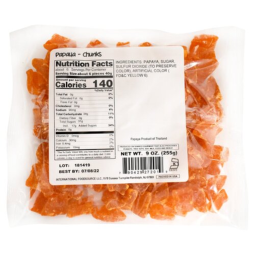 Valued Naturals Papaya Chunks, 9 oz