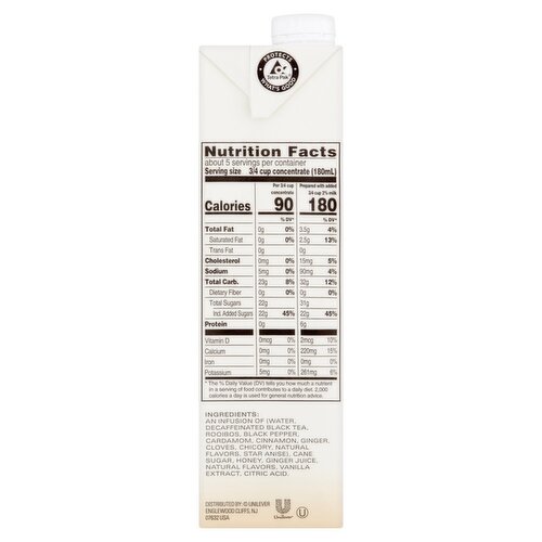 Tazo Decaf Chai Latte Black Tea Concentrate, 32 fl oz - Fairway
