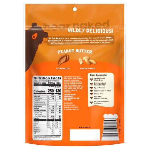 Bear Naked Peanut Butter Granola Cereal, Good Source of Fiber, 12  oz Bag Image 9 of 11