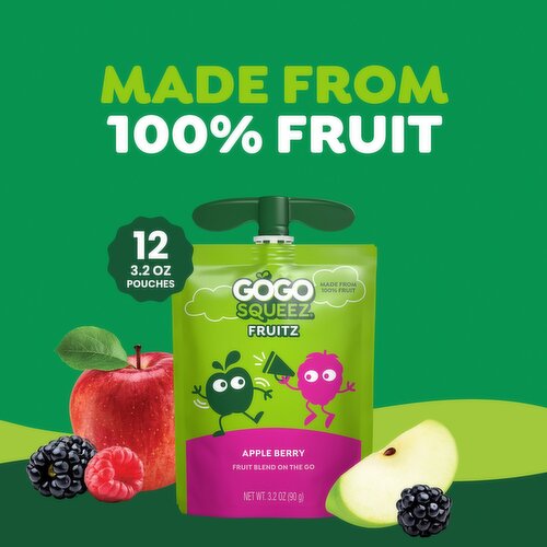 GoGo squeeZ No Sugar Added Apple Berry Applesauce and Fruit Puree