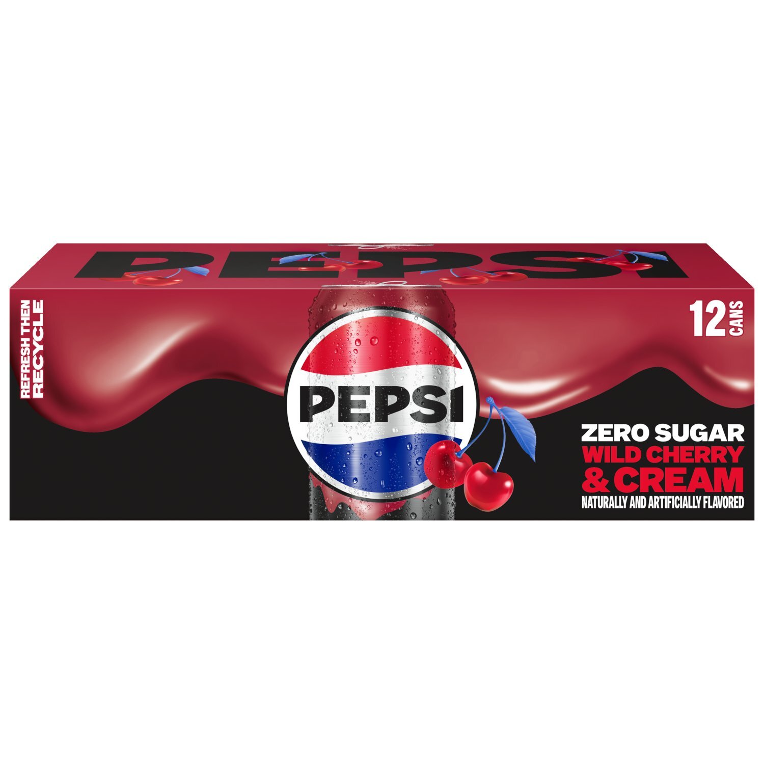 Pepsi Zero Sugar Soda Wild Cherry & Cream 12 Fl Oz, 12 Count - The