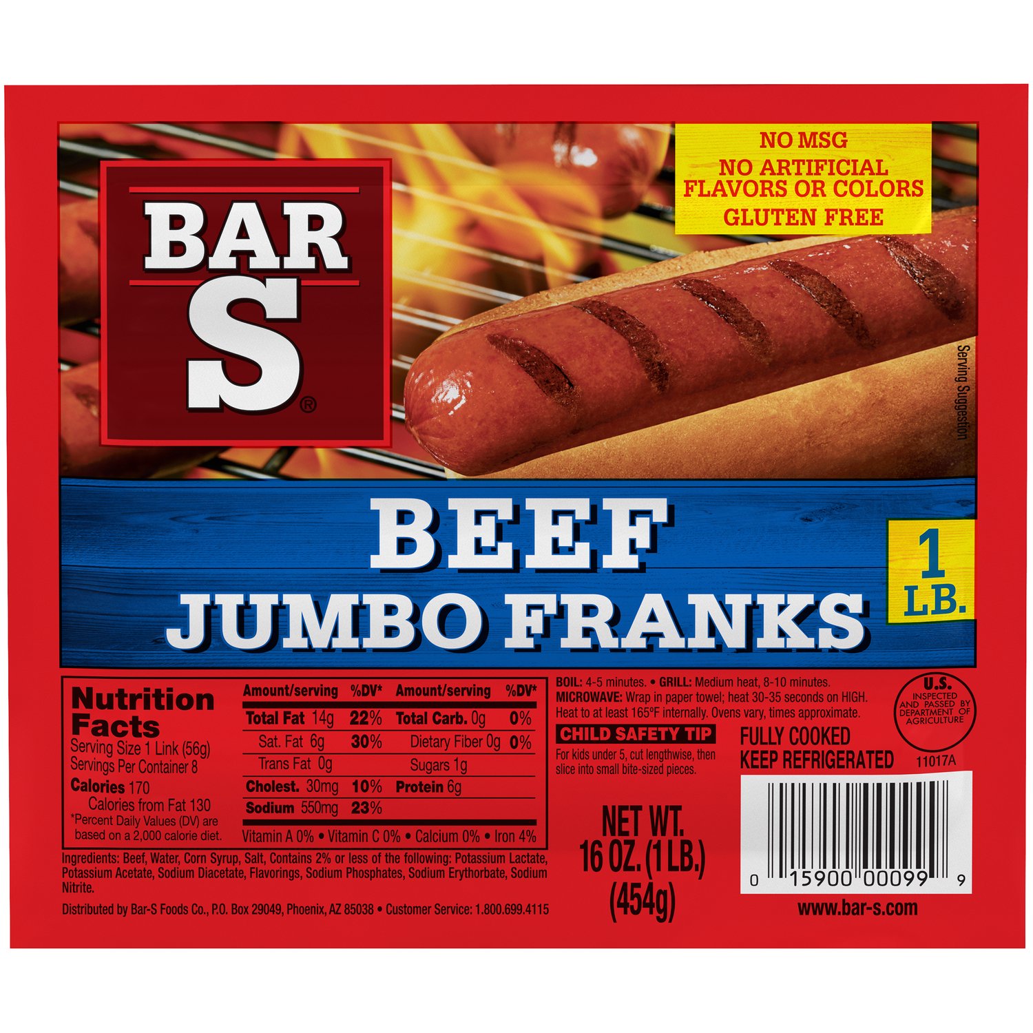 A & H Uncured No-Nitrate Added Reduced Fat & Sodium Kosher Beef Hot Dogs 12  oz.