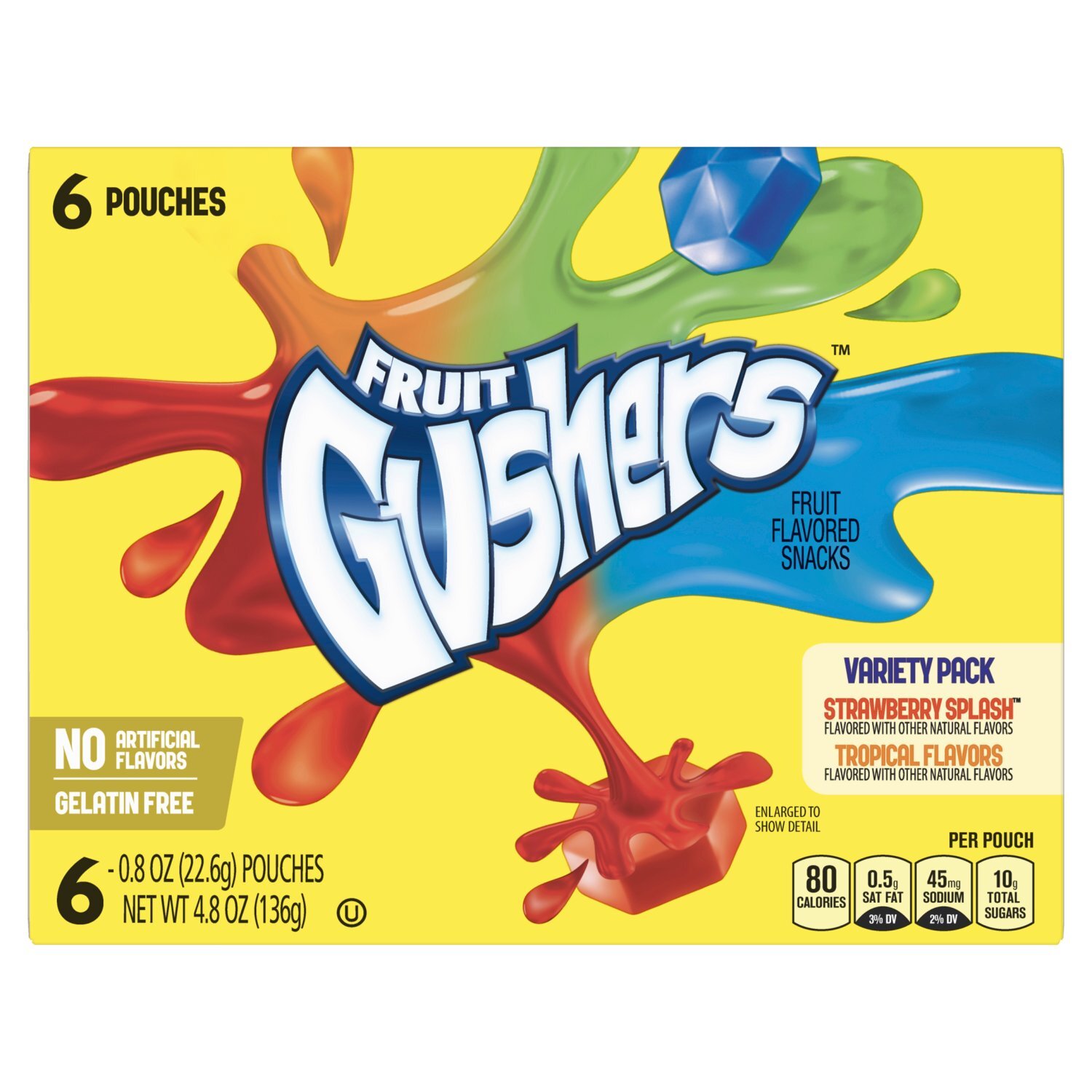 FRUIT Gushers Strawberry Splash and Tropical Fruit Flavored Snacks Variety Pack, 0.8 oz, 6 count Image 4 of 9
