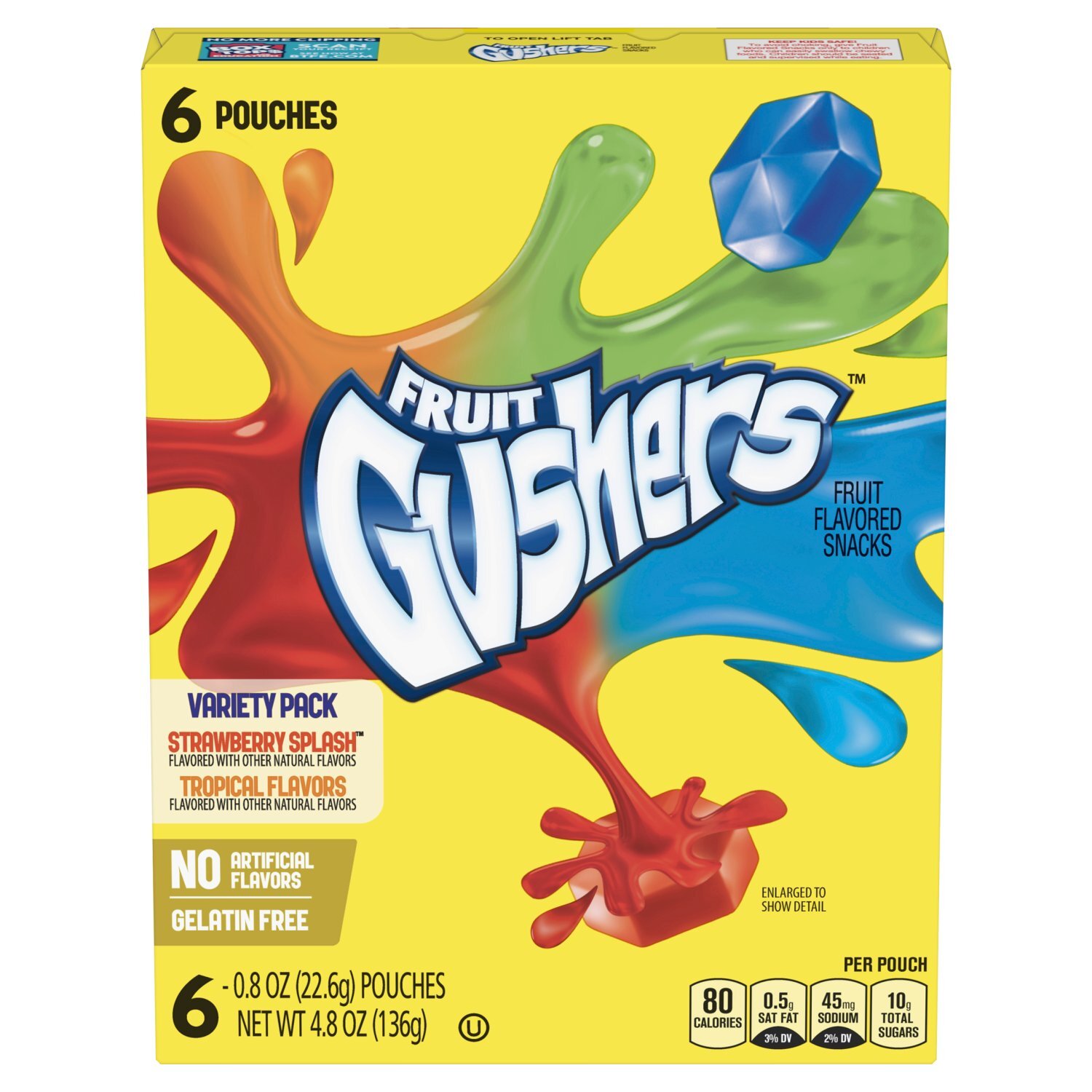 FRUIT Gushers Strawberry Splash and Tropical Fruit Flavored Snacks Variety Pack, 0.8 oz, 6 count Image 7 of 9