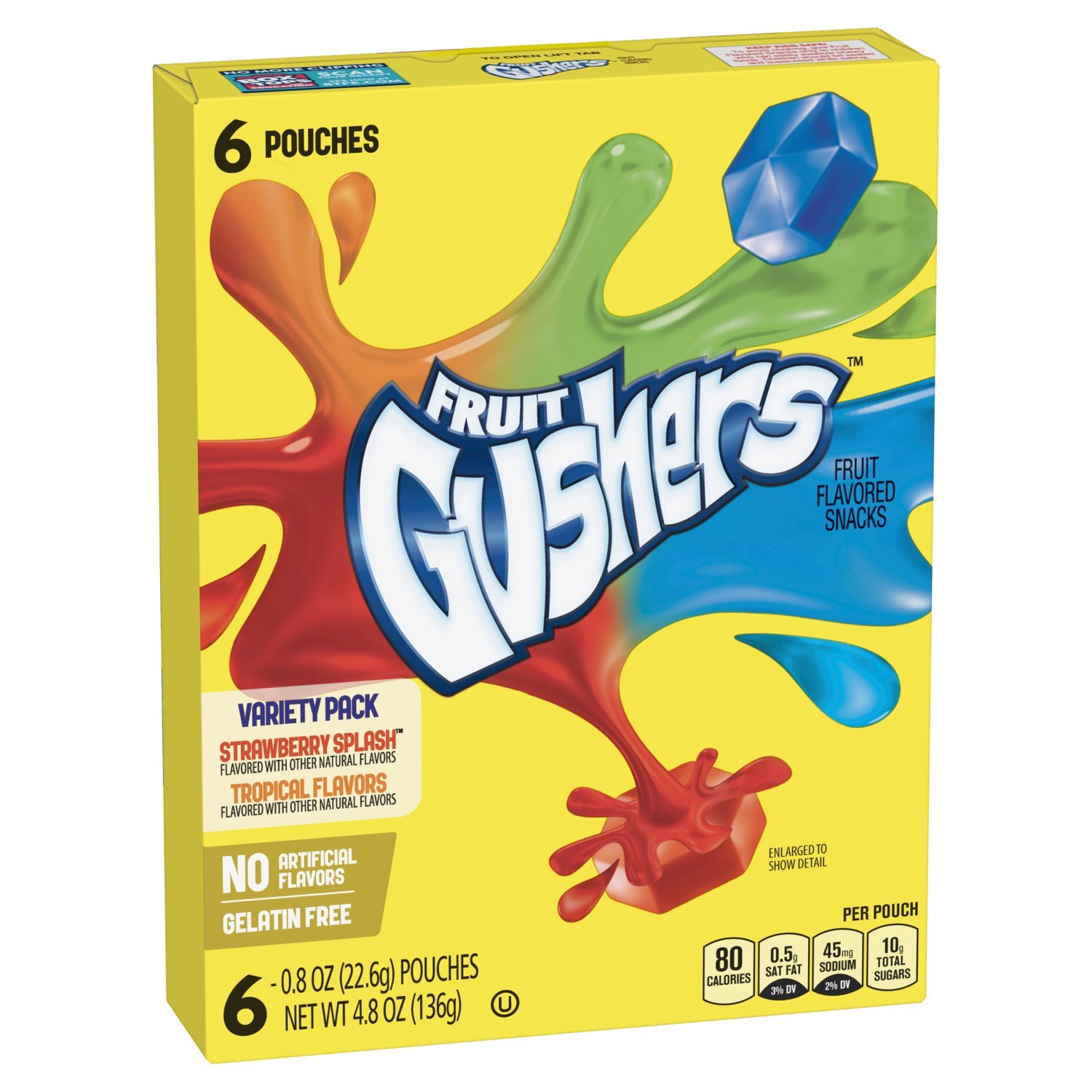FRUIT Gushers Strawberry Splash and Tropical Fruit Flavored Snacks Variety Pack, 0.8 oz, 6 count Image 9 of 9