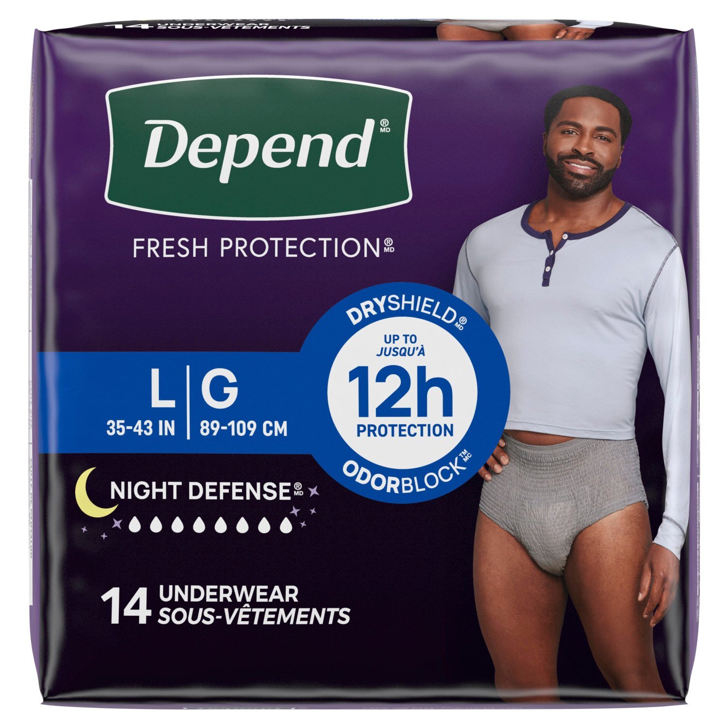 Depend Night Defense Fresh Protection Underwear, L, 14 count - ShopRite