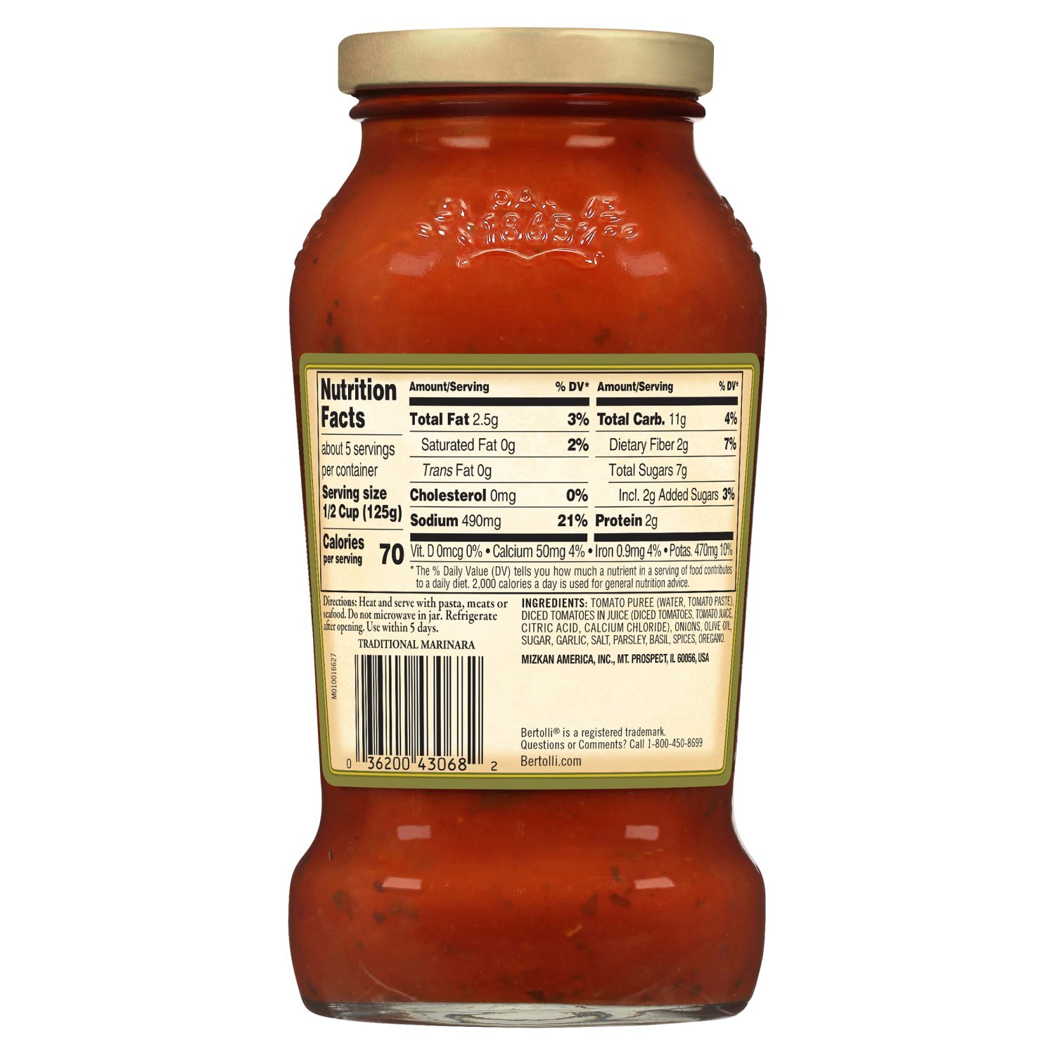 Bertolli Traditional Marinara Sauce, Tomato Pasta Sauce, 24 oz Image 4 of 9