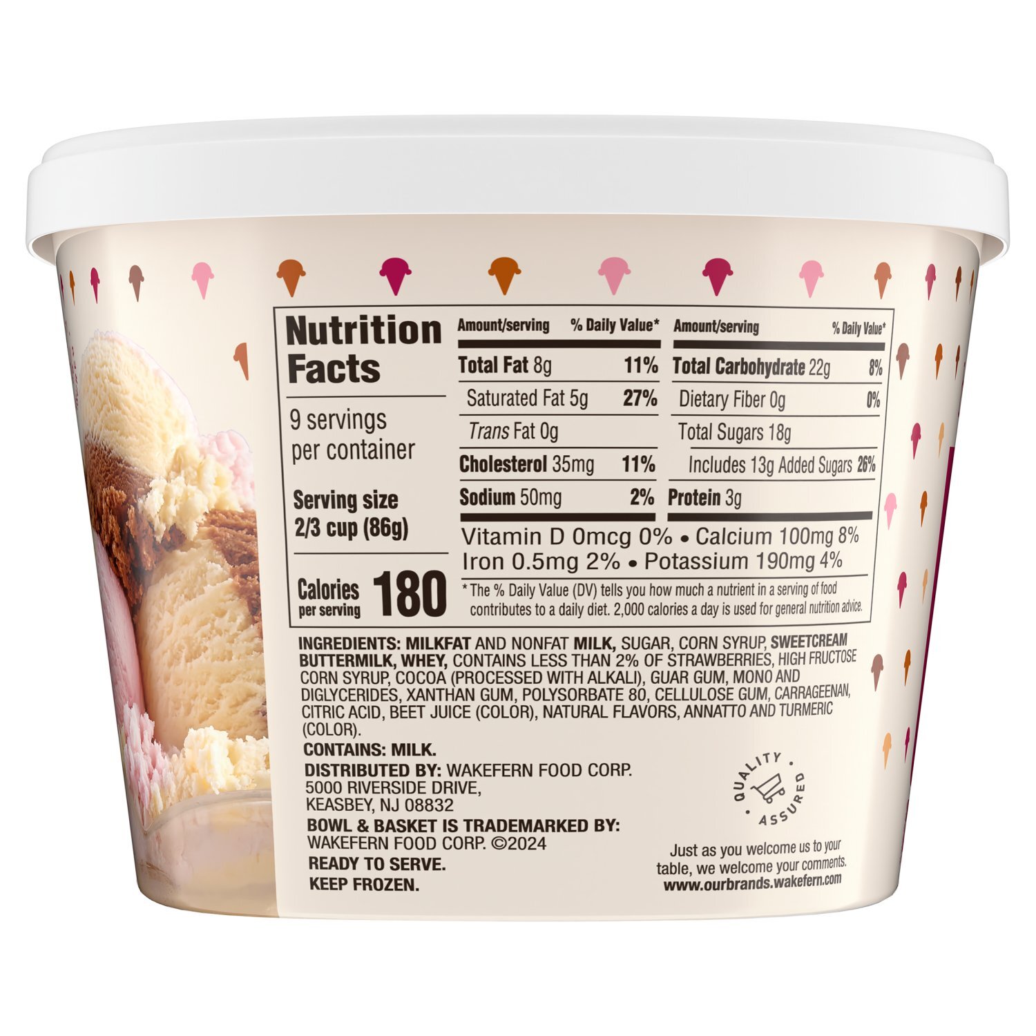 Bowl & Basket Neapolitan Chocolate, Strawberry & Vanilla Flavored