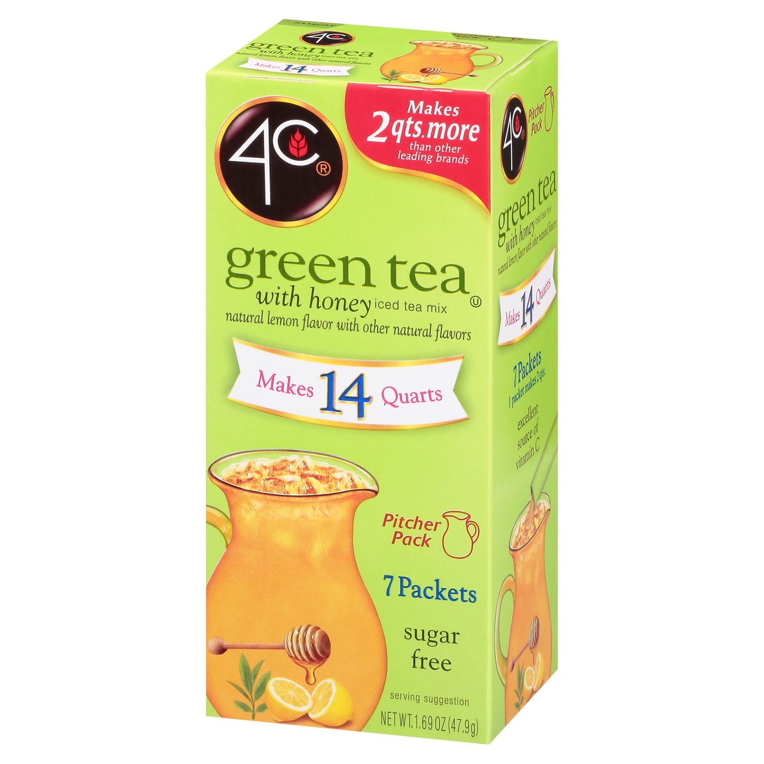 4C Green Tea with Honey Iced Tea Mix, 7 count, 1.69 oz - The Fresh