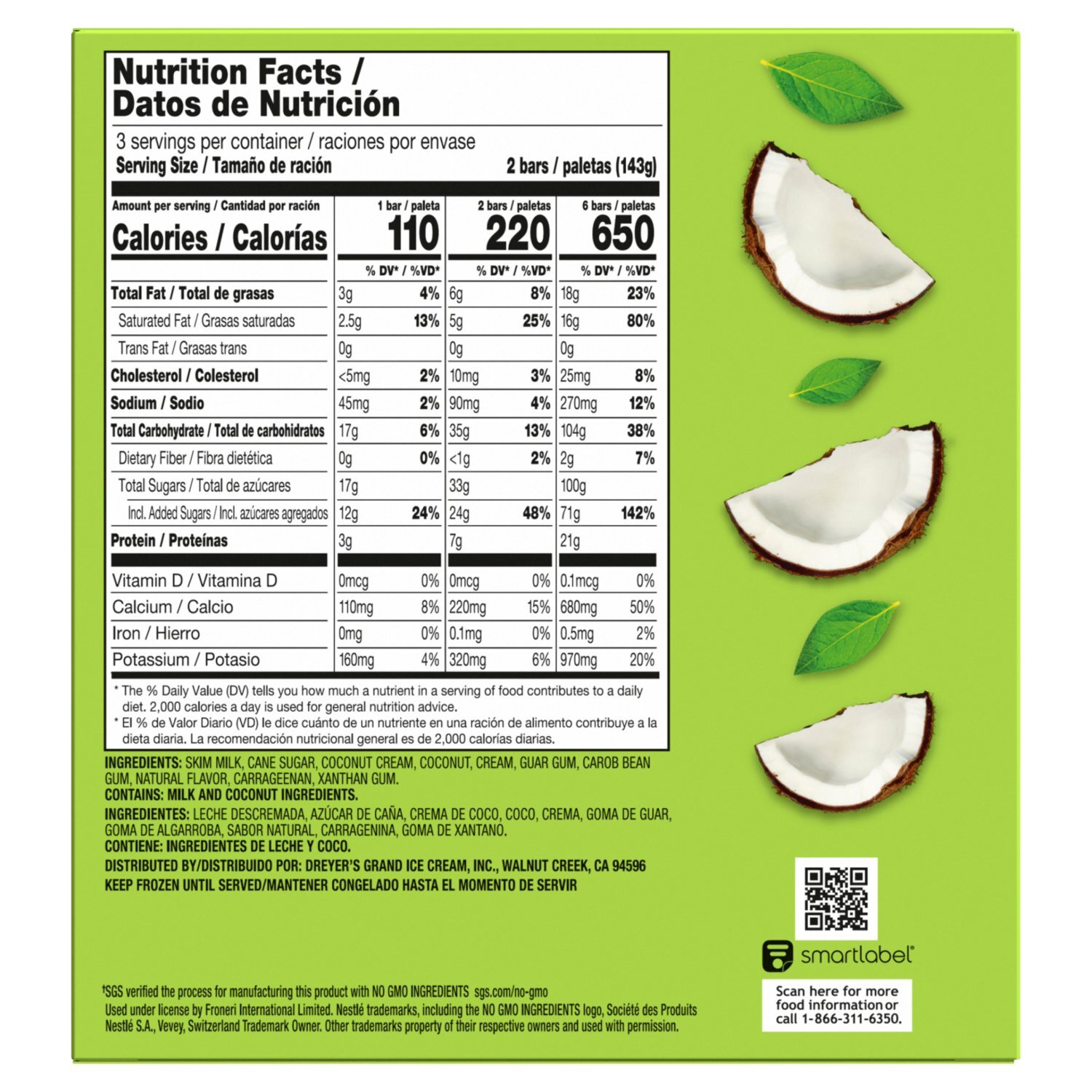 Outshine Creamy Coconut Fruit and Dairy Bars, 6 count, 15 fl oz Image 6 of 9