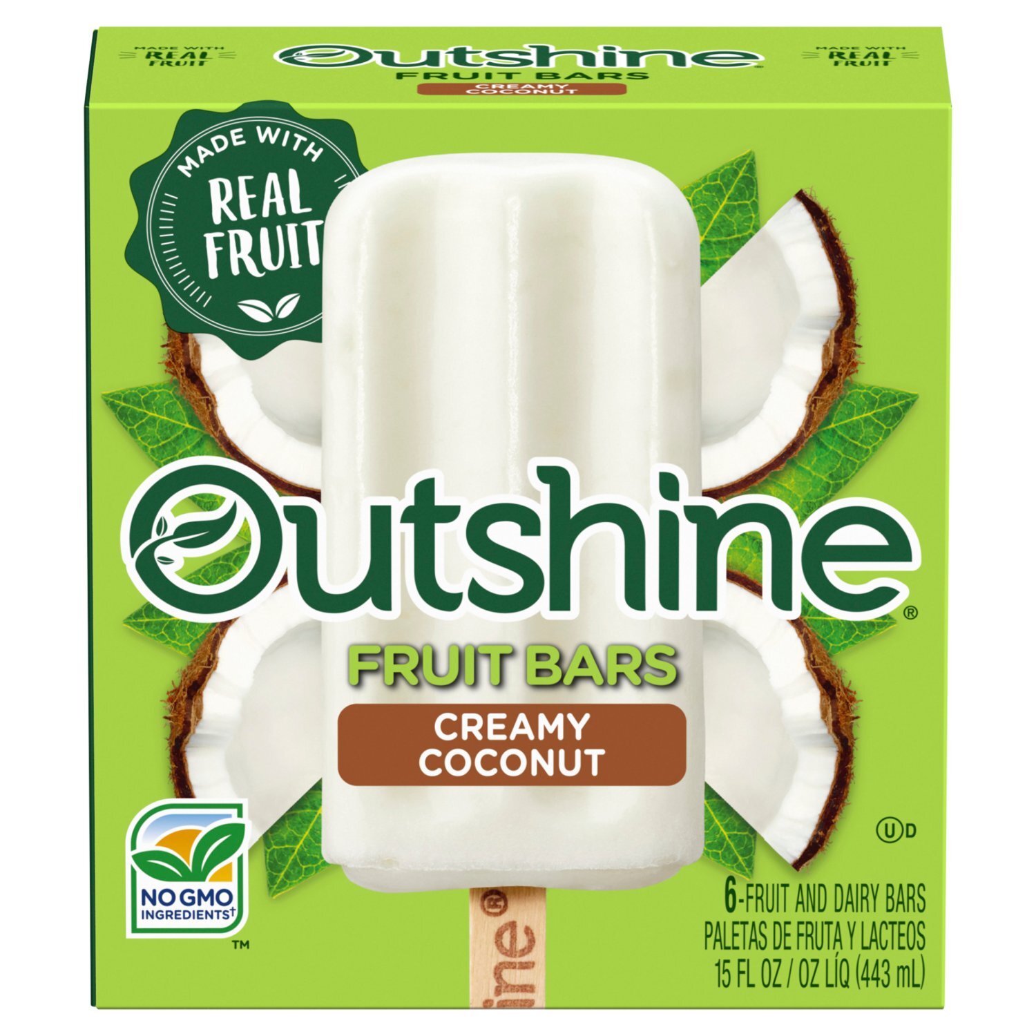 Outshine Creamy Coconut Fruit and Dairy Bars, 6 count, 15 fl oz Image 9 of 9