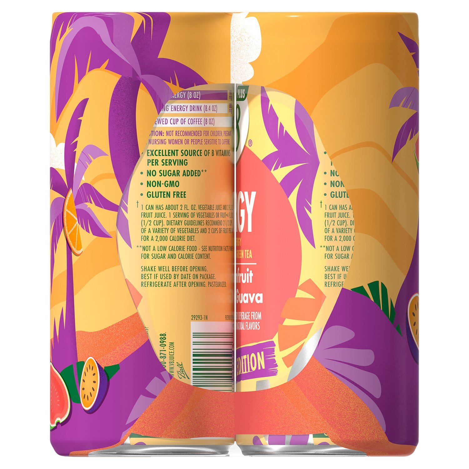 V8 Plus Passionfruit Orange Guava Energy Drink Tropical Edition, 8