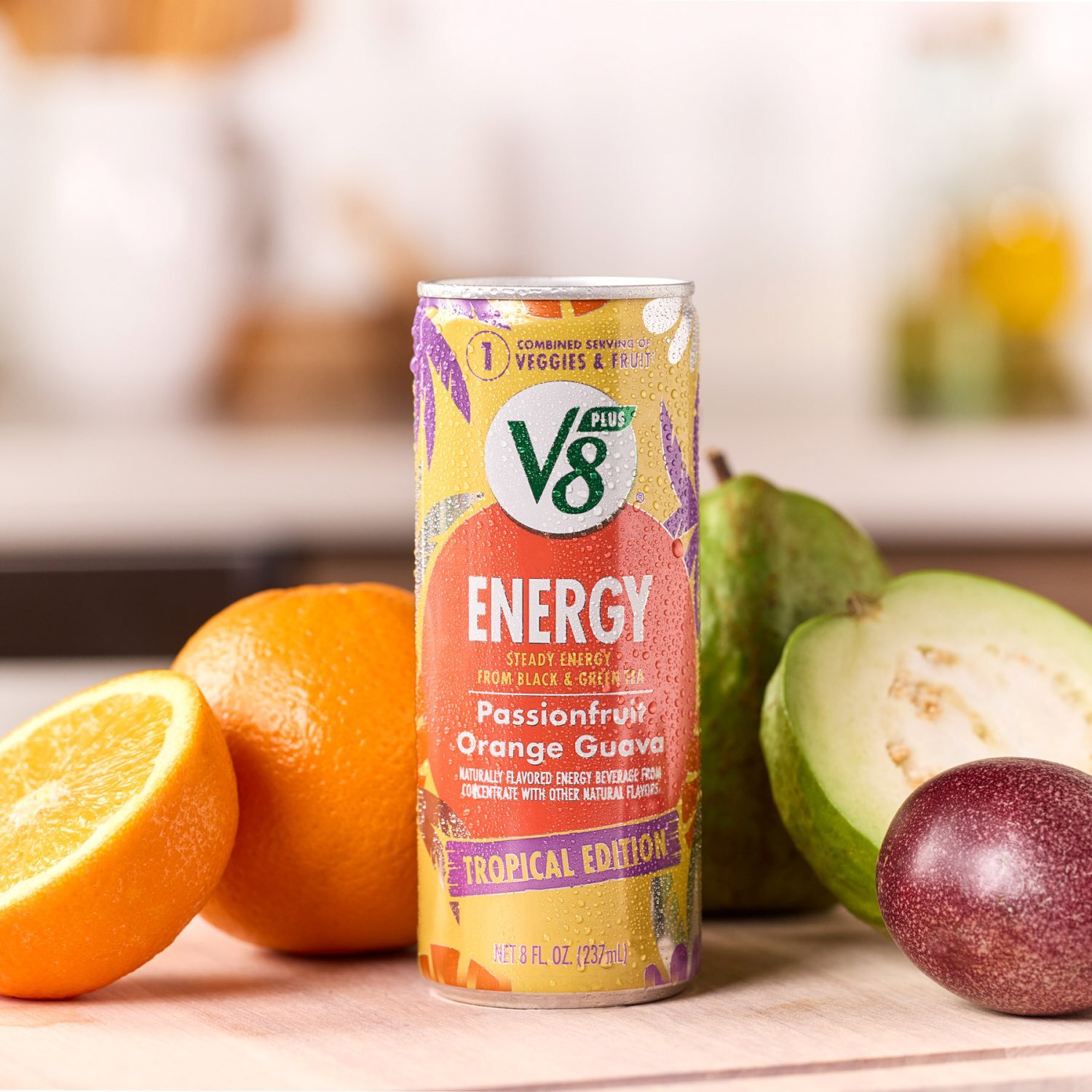 V8 Plus Passionfruit Orange Guava Energy Drink Tropical Edition, 8