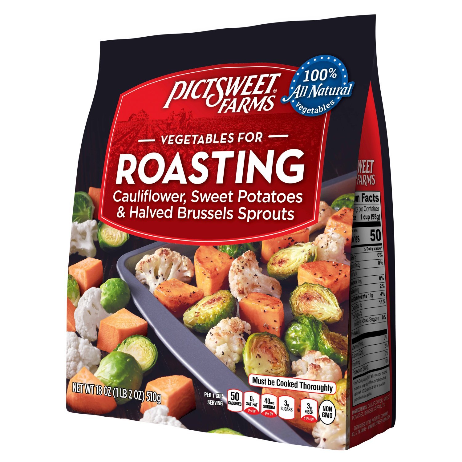 Pictsweet Farms Vegetables for Roasting Cauliflower, Sweet Potatoes & Halved Brussels Sprouts, 18 oz Image 8 of 8