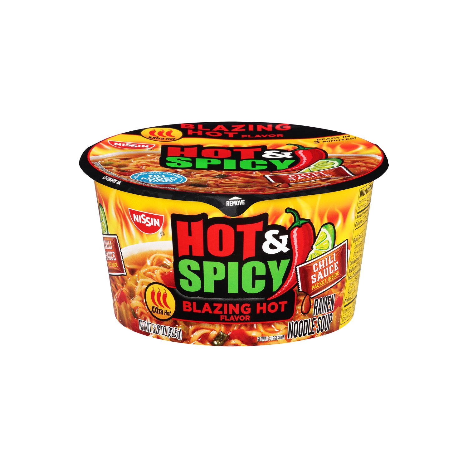 Nissin Hot & Spicy Blazing Hot Flavor Ramen Noodle Soup, 3.26 oz