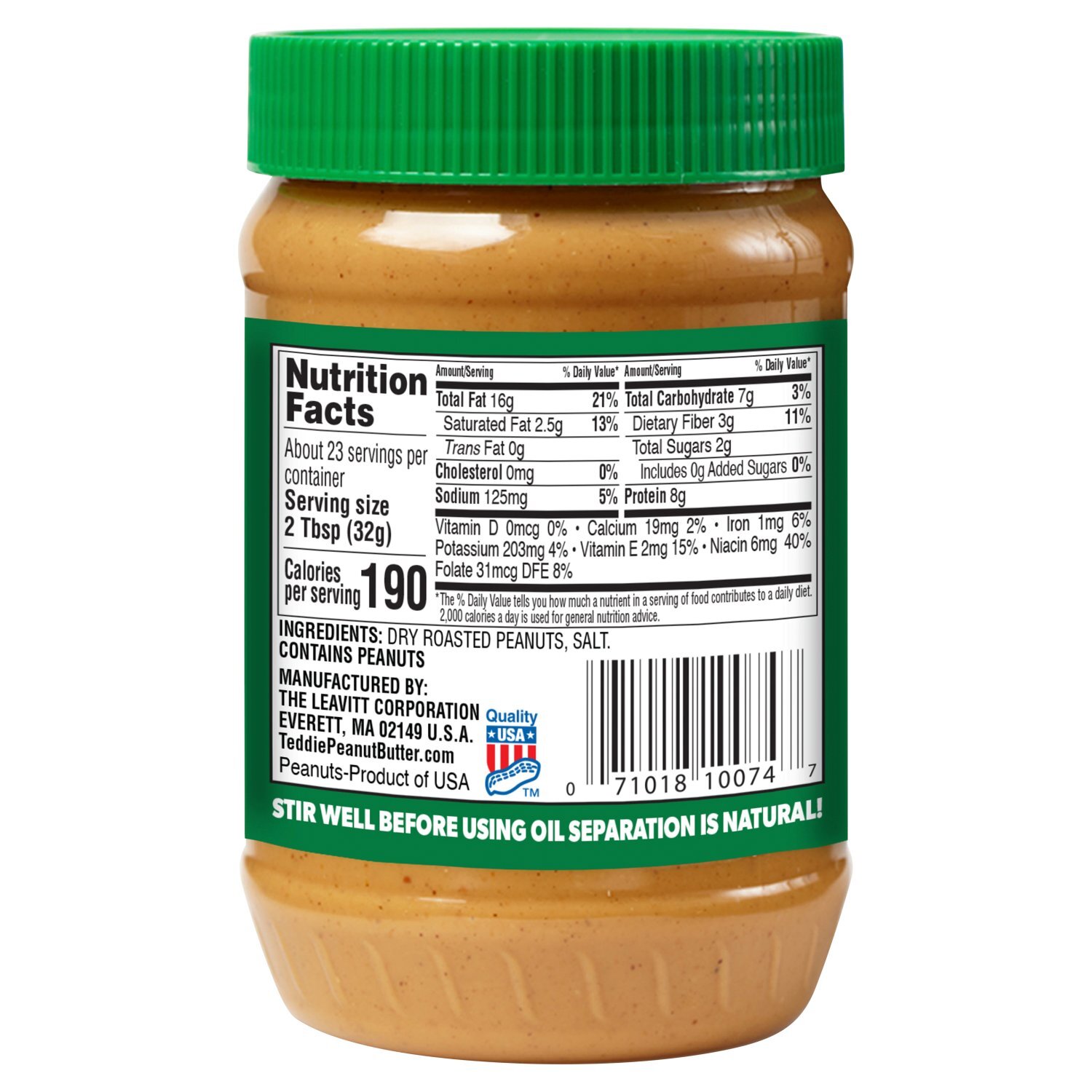 Teddie All Natural Smooth Peanut Butter, 26 oz Image 6 of 6