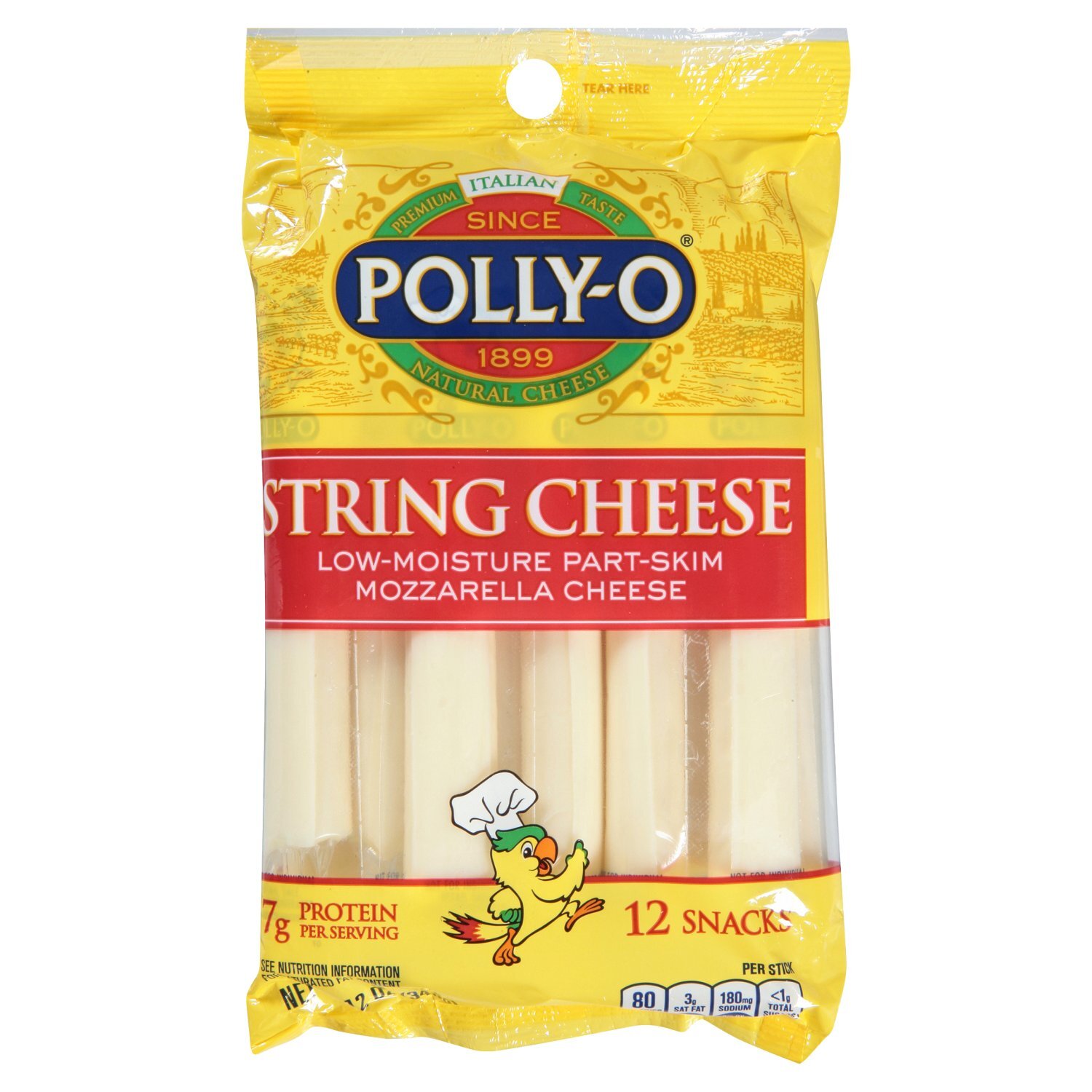 Polly-O Low-Moisture Part-Skim Mozzarella String Cheese, 12 Polly-O Low-Moisture Part-Skim Mozzarella String Cheese, 12