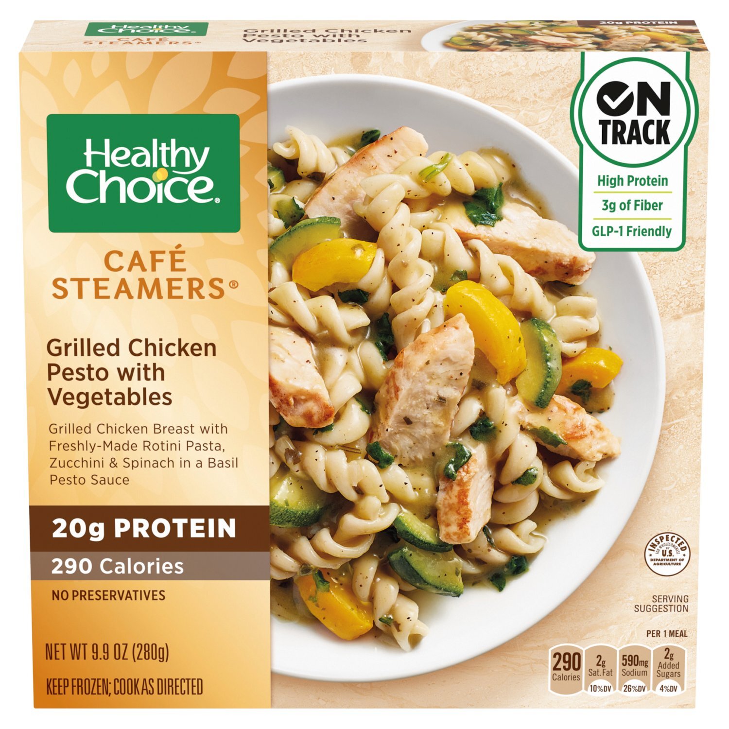 Healthy Choice Café Steamers Grilled Chicken Pesto with Vegetables, 9.9 oz Image 8 of 10