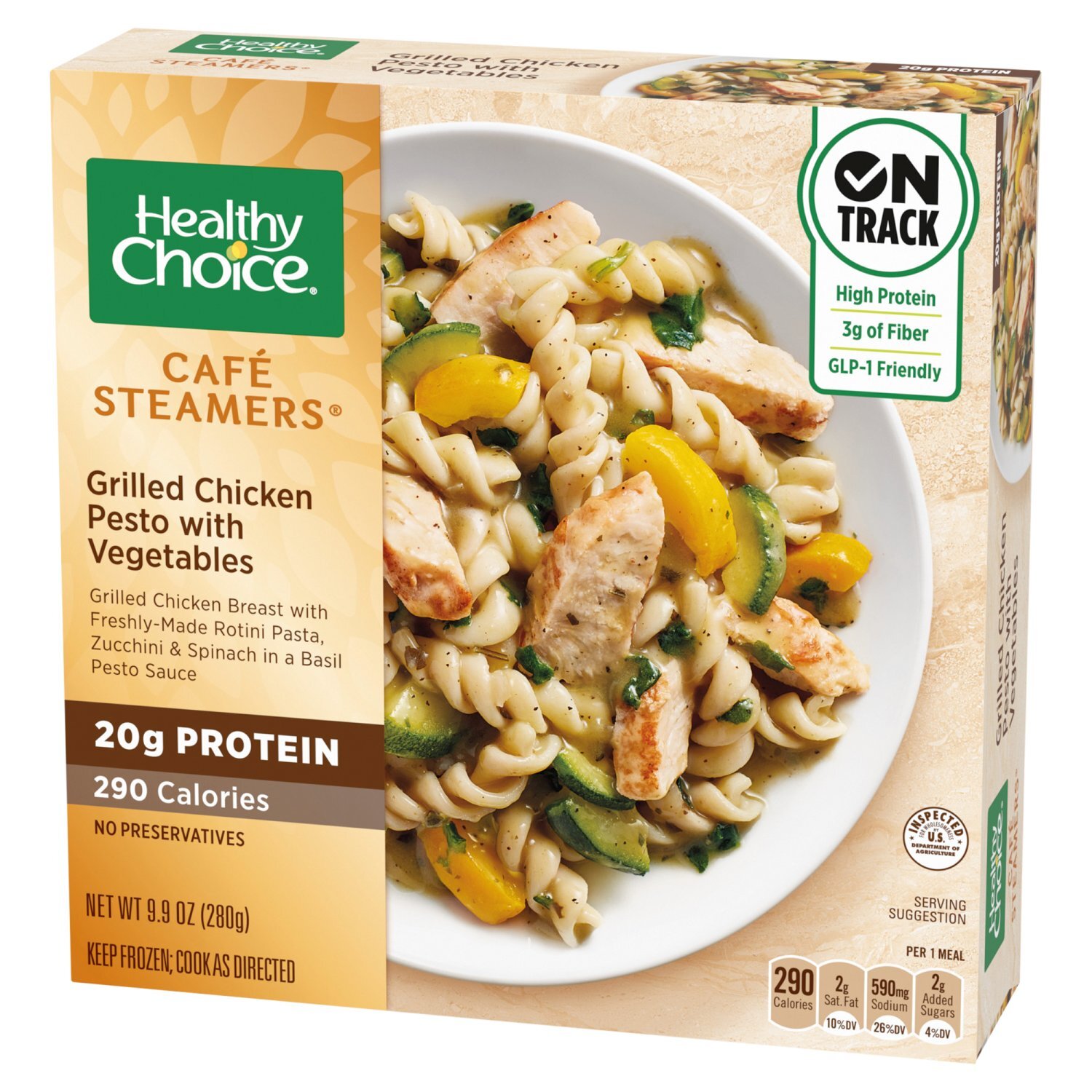 Healthy Choice Café Steamers Grilled Chicken Pesto with Vegetables, 9.9 oz Image 9 of 10