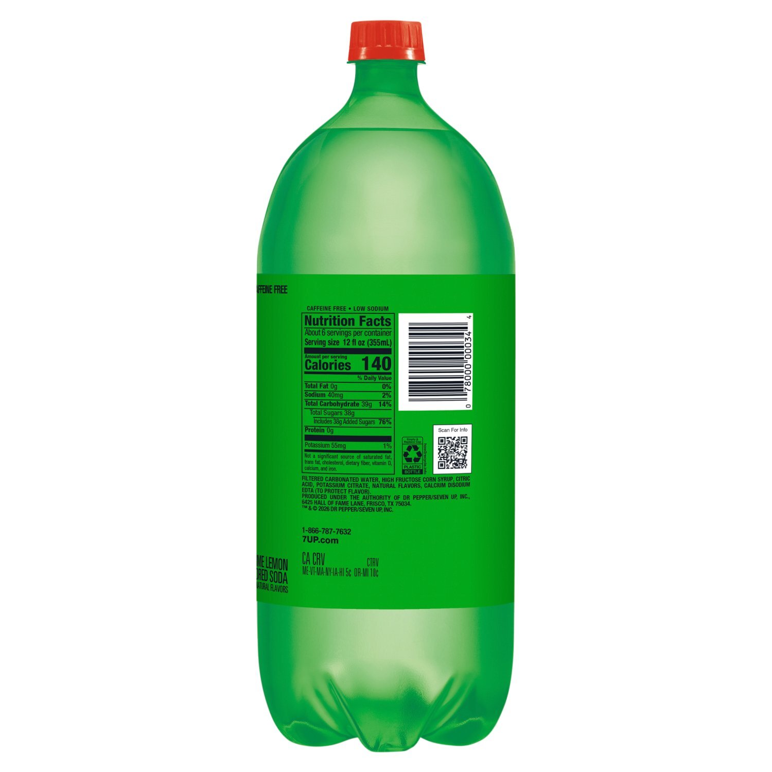 7UP Lime Lemon Flavored Soda, 2 liters - Fairway