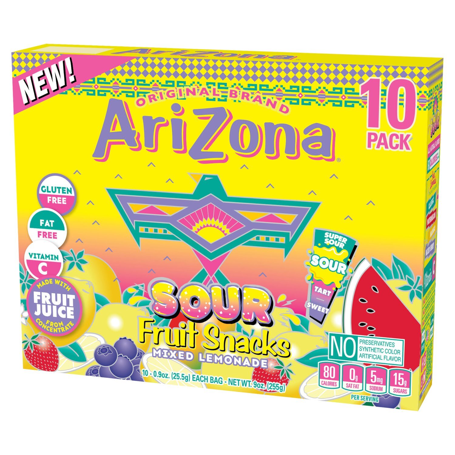 AriZona Sour Mixed Lemonade Fruit Snacks, 0.9 oz 10 count - The