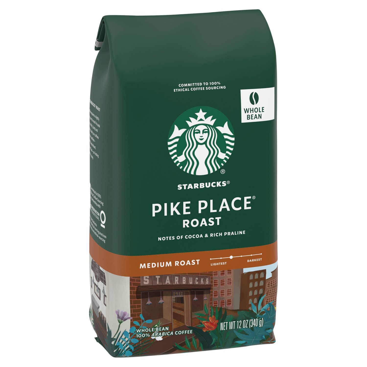 Starbucks Pike Place Medium Roast Whole Bean Coffee, 12 oz - The