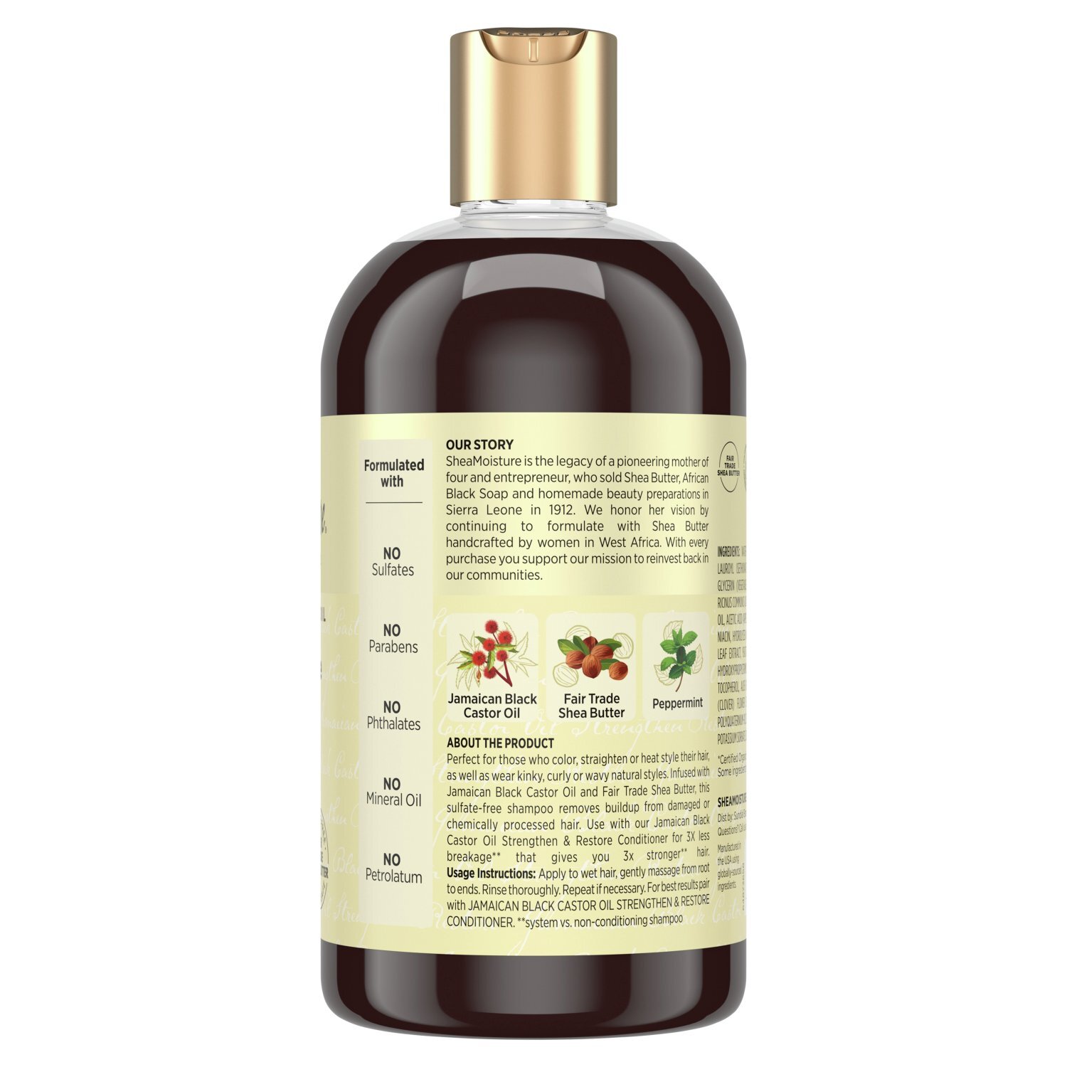 SheaMoisture Strengthen & Restore Jamaican Black Castor Oil Shampoo, 13 fl oz Image 6 of 10