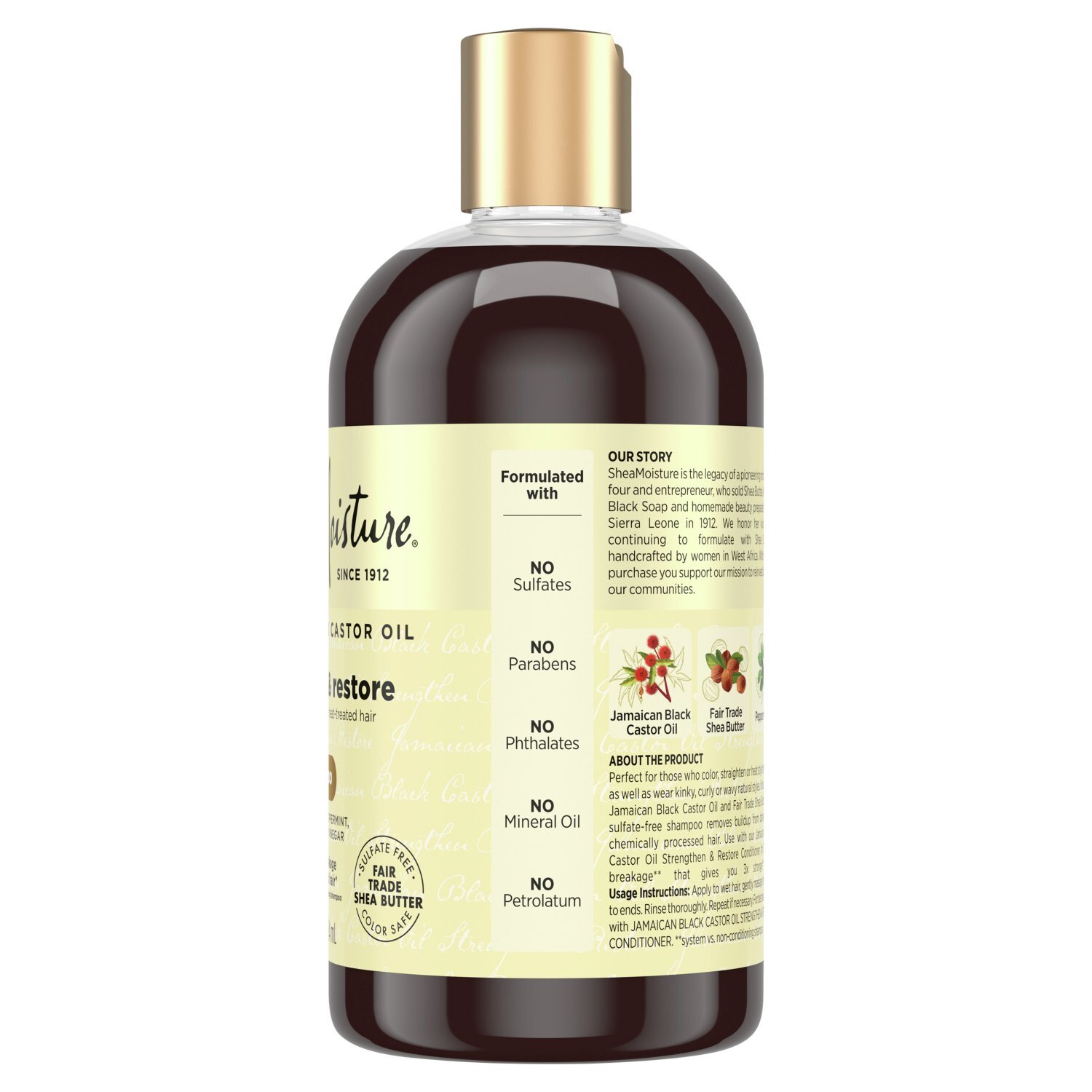 SheaMoisture Strengthen & Restore Jamaican Black Castor Oil Shampoo, 13 fl oz Image 8 of 10