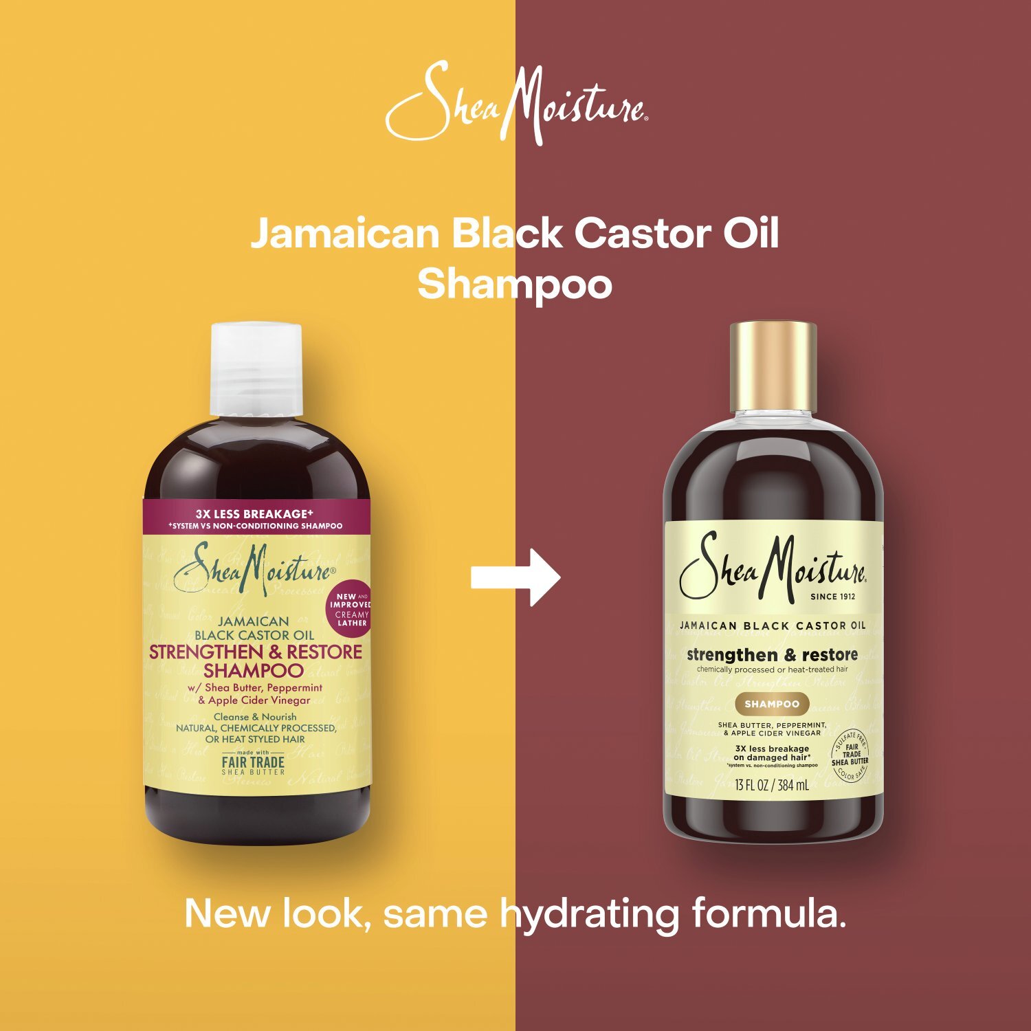 SheaMoisture Strengthen & Restore Jamaican Black Castor Oil Shampoo, 13 fl oz Image 3 of 10