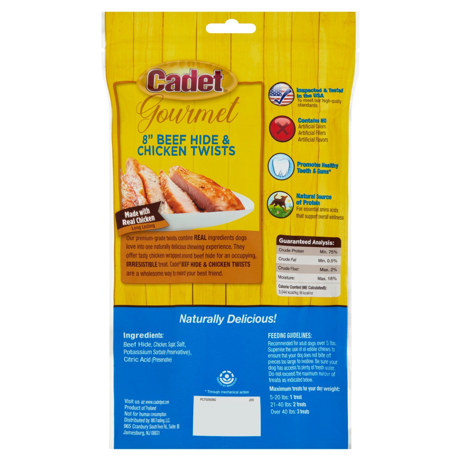 Cadet Gourmet 8" Beef Hide & Chicken Twists Premium Dog Treats, 6 count, 10 oz Image 4 of 5