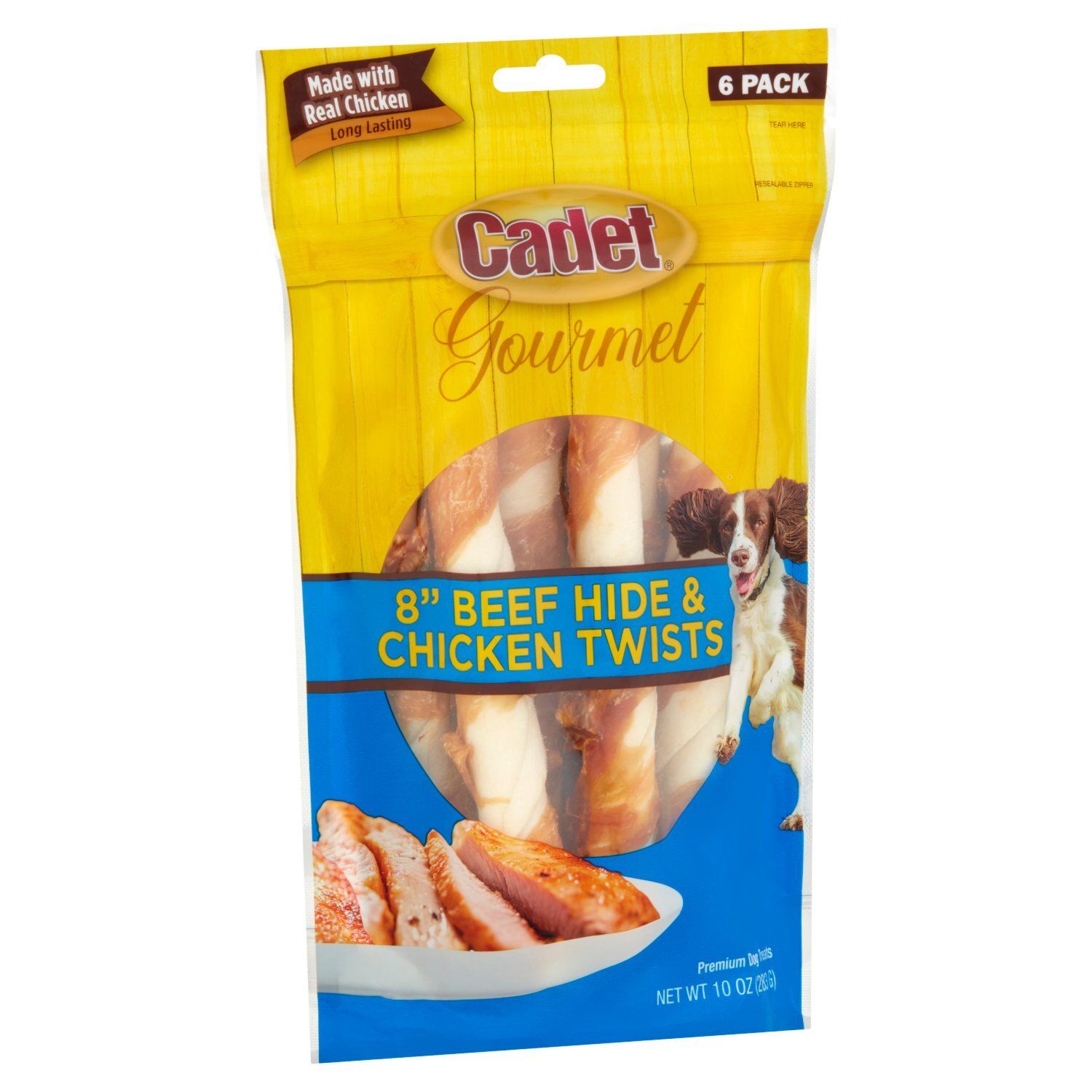 Cadet Gourmet 8" Beef Hide & Chicken Twists Premium Dog Treats, 6 count, 10 oz Image 5 of 5