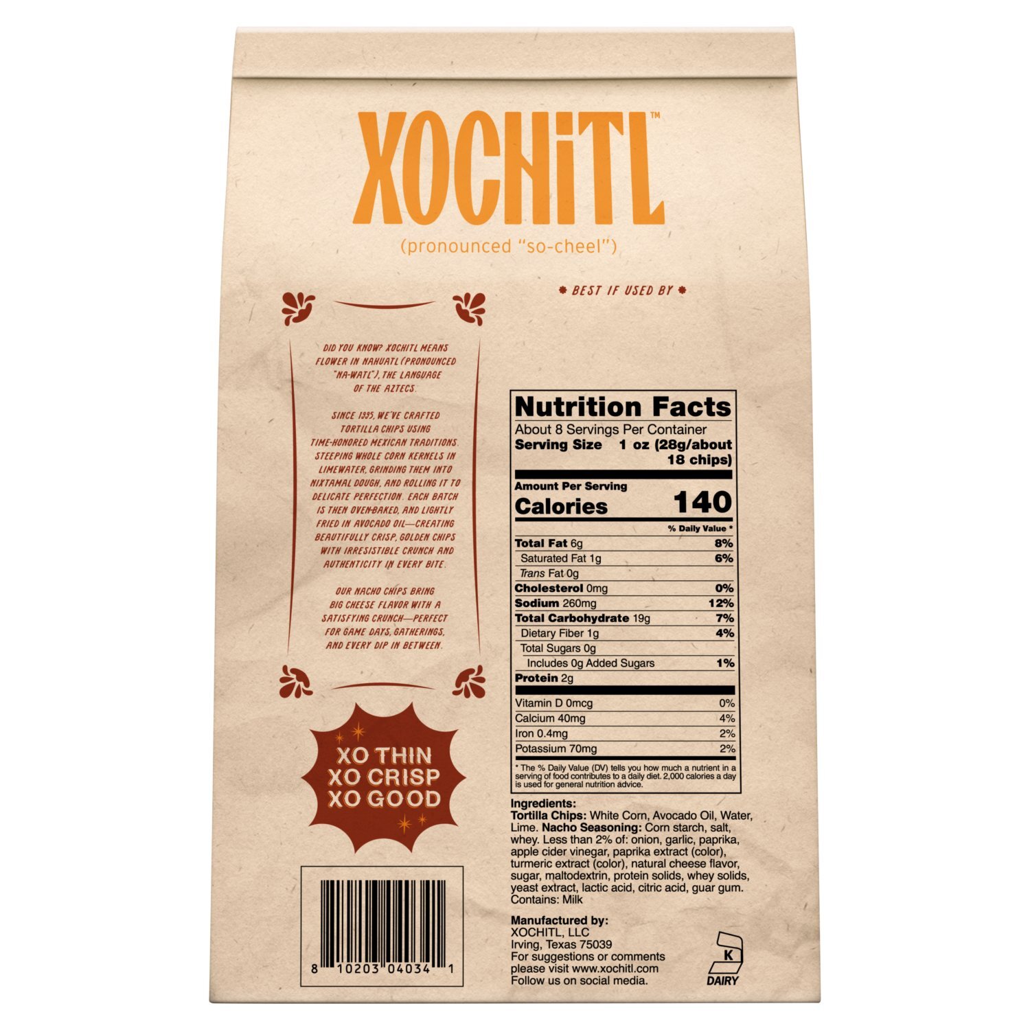Xochitl Nacho Mexican Style Totopos Flavored Tortilla Chips, 7.5