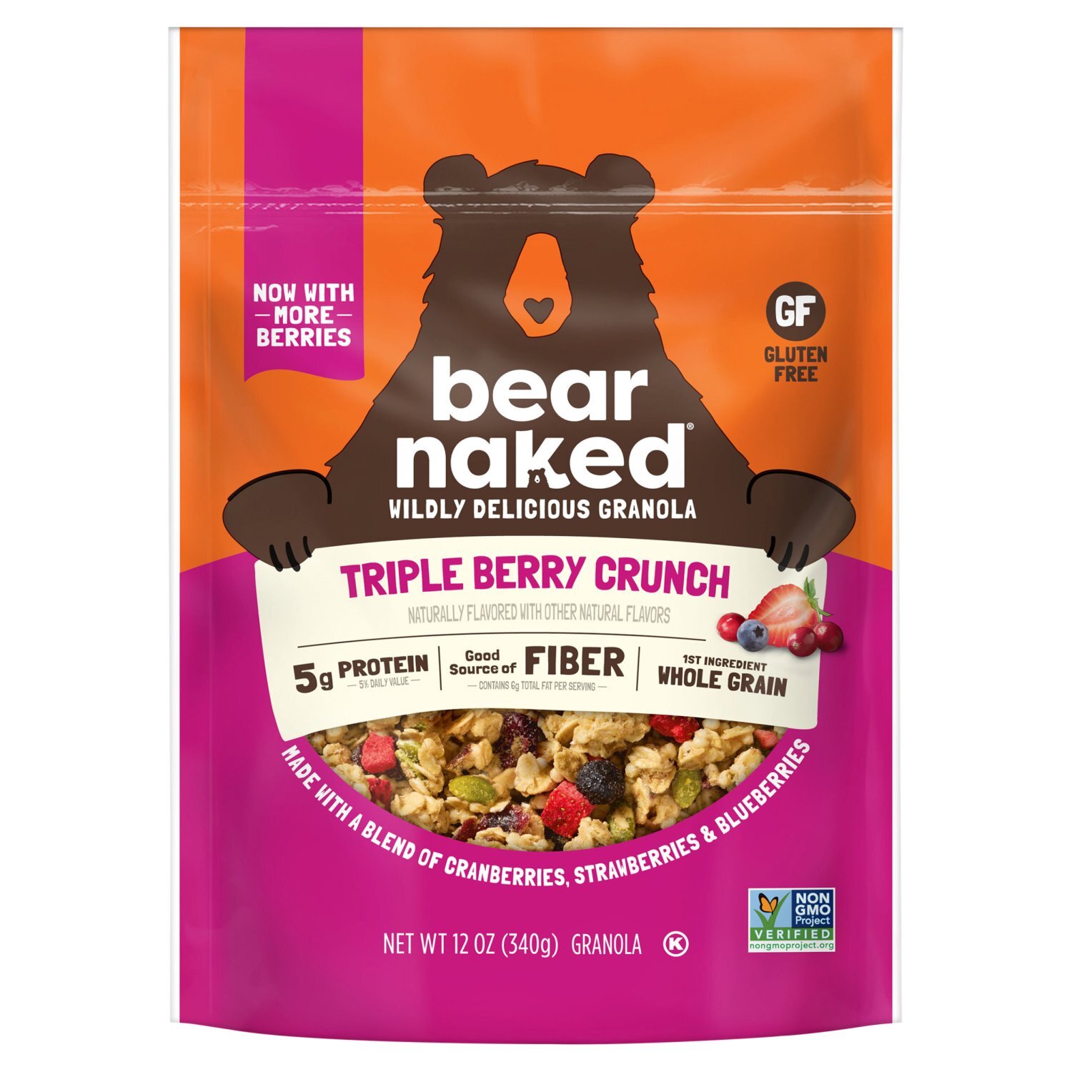 Bear Naked Triple Berry Crunch Granola, 5g Protein, Fiber, 12  oz Bag Image 2 of 11