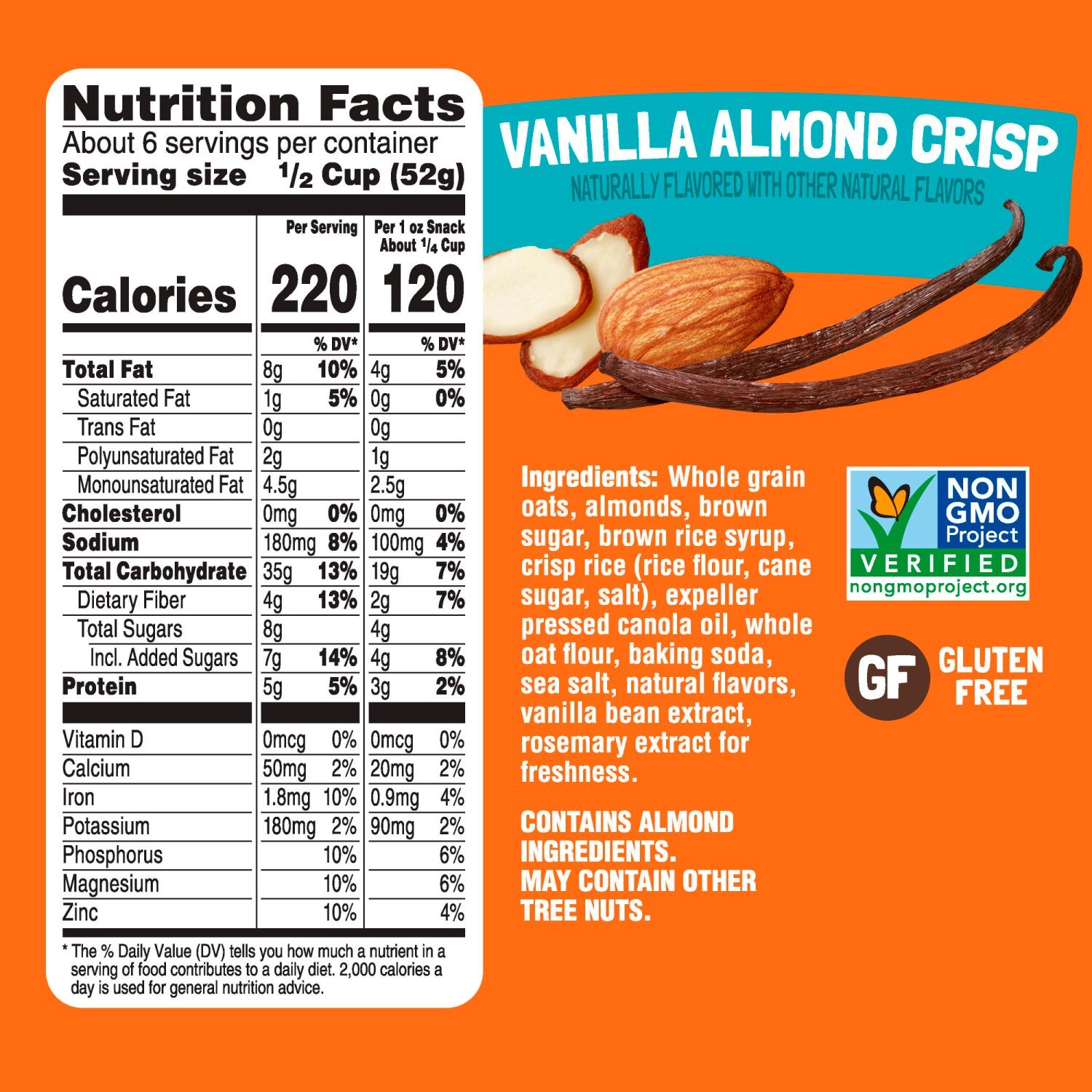 Bear Naked Vanilla Almond Crisp Granola, 5g Protein, Fiber, 12  oz Bag Image 8 of 11
