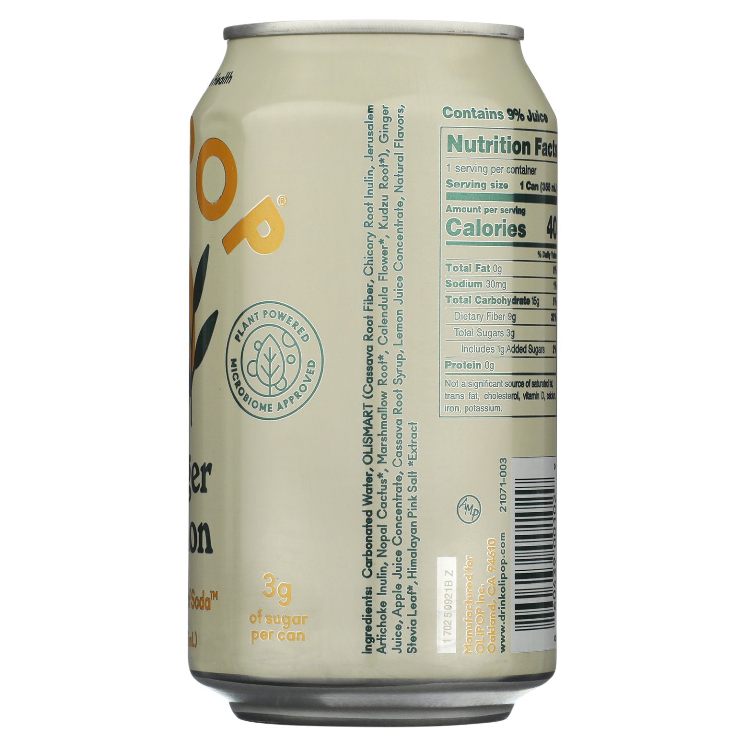 Olipop Ginger Lemon Soda, 12 fl oz - Fairway