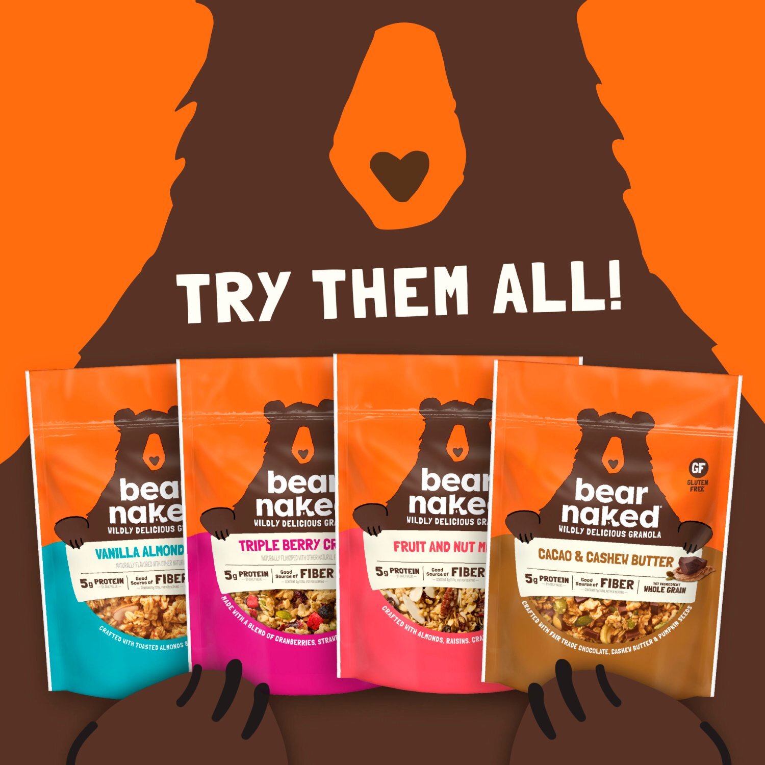 Bear Naked Peanut Butter Granola Cereal, Good Source of Fiber, 12  oz Bag Image 7 of 11