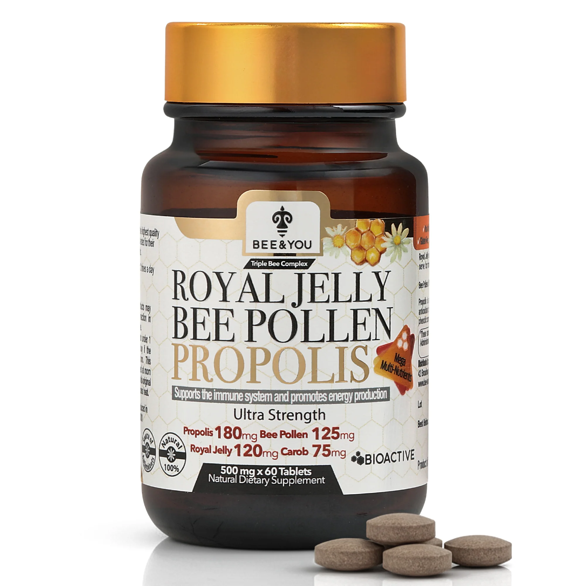 Bee&YOU Royal Jelly, Propolis and Bee Pollen Ultra Potency tablets