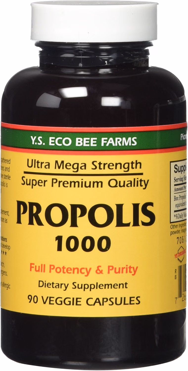 Y.S. Organic Bee Farms Propolis Raw Unprocessed 1000 mg, 90 capsules bottle