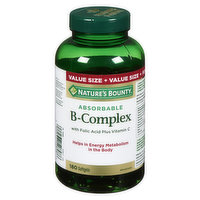 Nature's Bounty - Super B Complex with Folic Acid plus Vitamin C, 180 Each