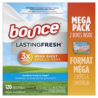 Bounce - Lasting Fresh Dryer Sheets, Outdoor Fresh & Clean, 120 Each