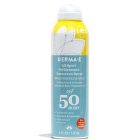 Derma E - Sport Spray Sunscreen SPF 50, 177 Millilitre