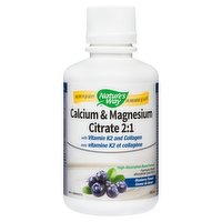 Nature's Way - Calcium Magnesium Citrate 2:1 with K2 Blueberry, 500 Millilitre